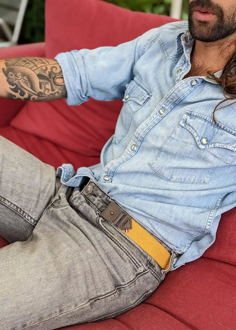 ceinture sans boucle homme libelte couleur jaune
