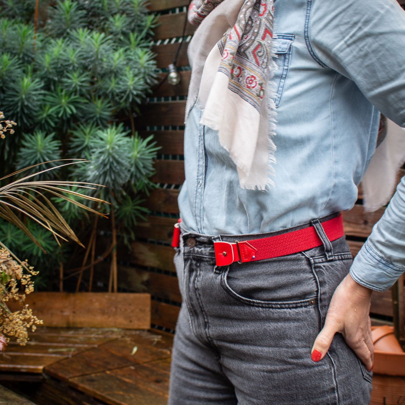 ceinture sans boucle elastique homme modele rouge