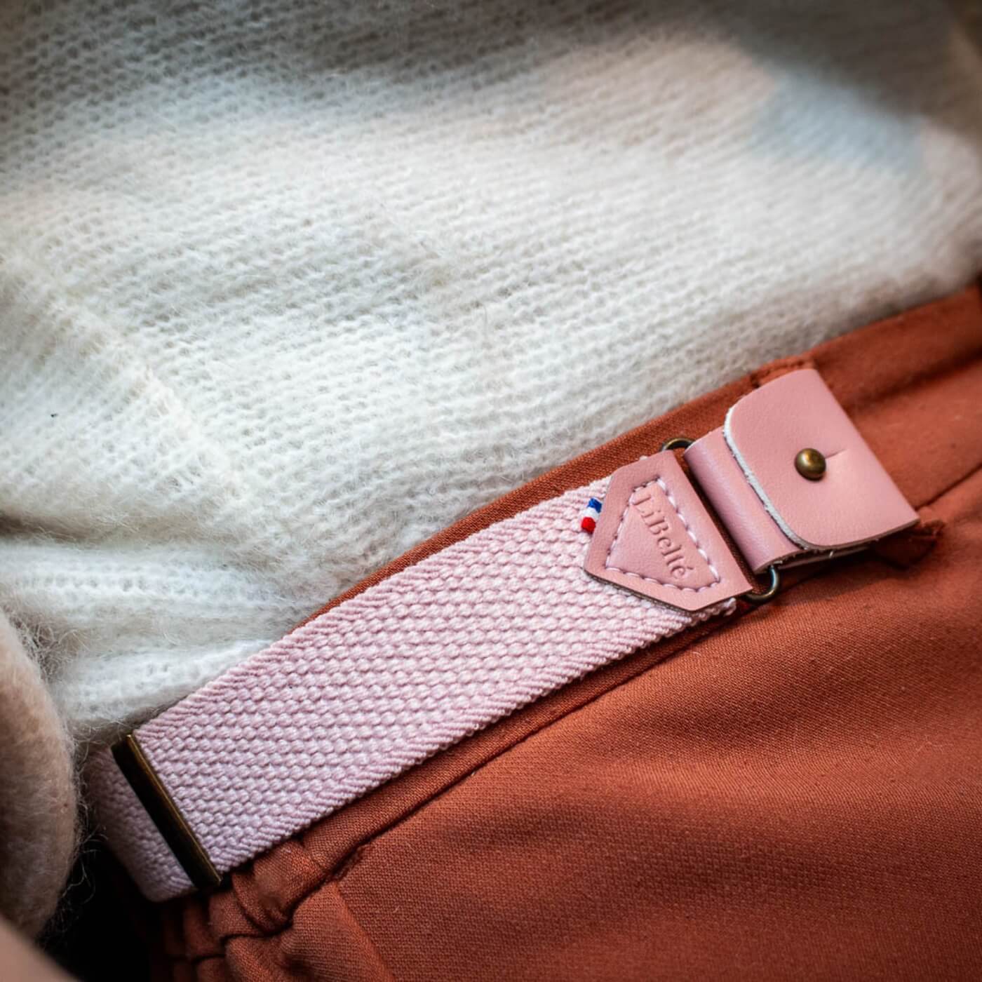ceinture sans boucle elastique libelte couleur rose
