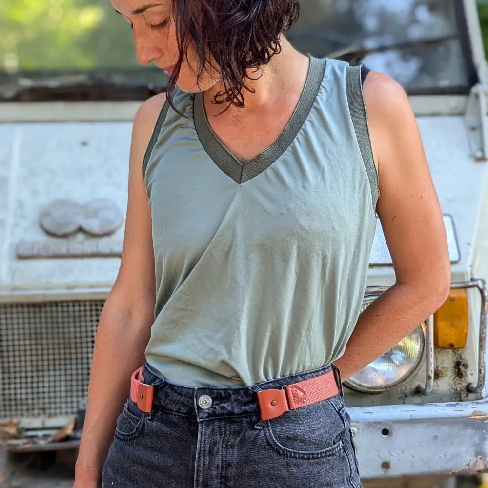 ceinture sans boucle elastique libelte couleur corail