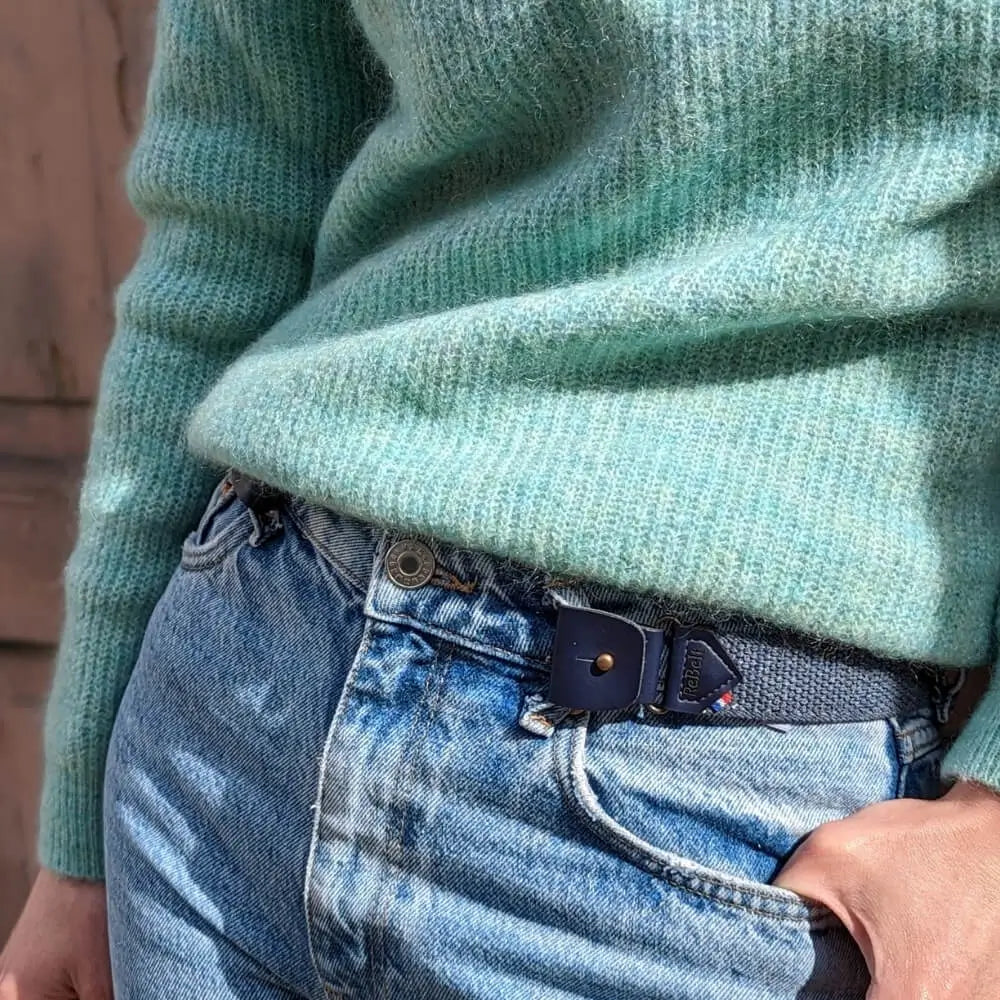 ceinture sans boucle elastique libelte unisexe bleu jean