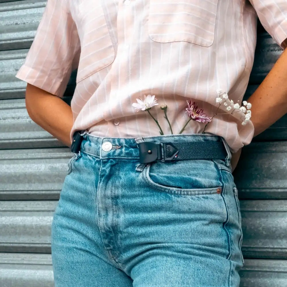 ceinture sans boucle elastique libelte pour homme blue jean