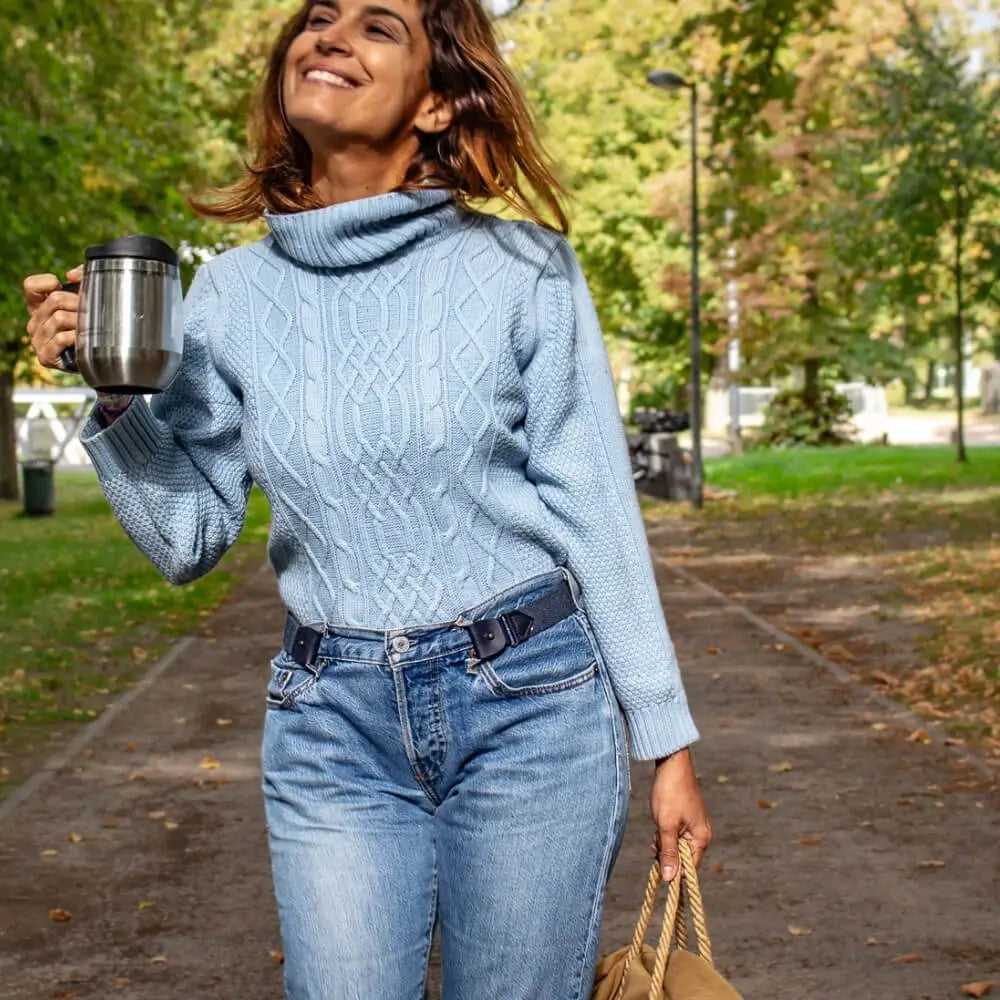 ceinture sans boucle elastique libelte pour femme bleu jean