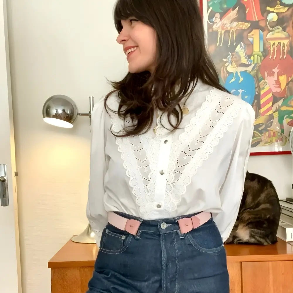 ceinture sans boucle élastique couleur rose