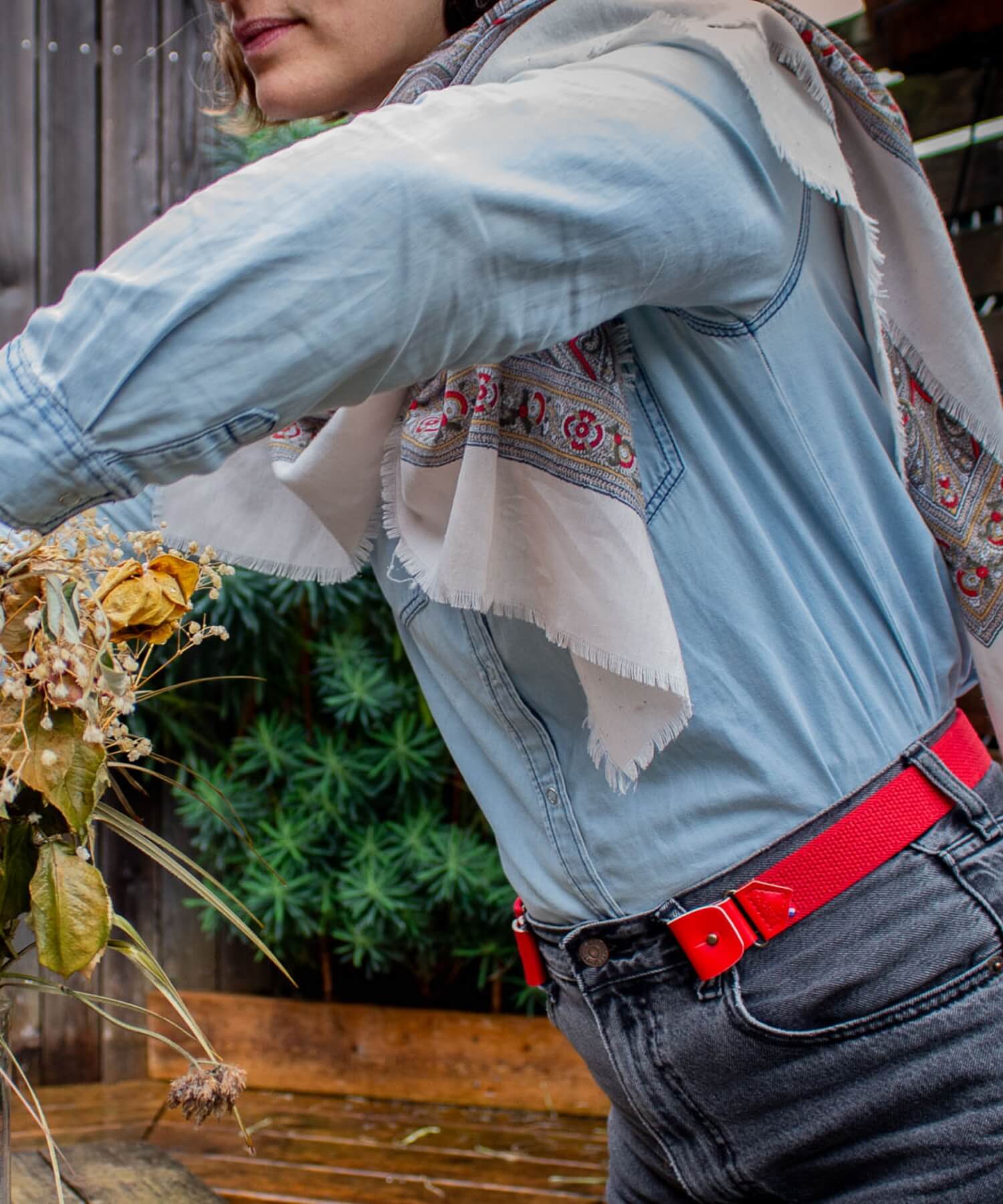 ceinture sans boucle libelte rouge