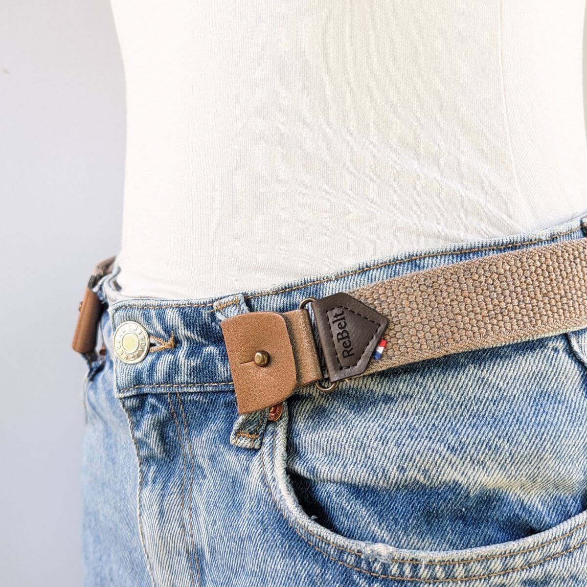 clips pour ceinture sans boucle élastique libelté couleur marron brillant 6