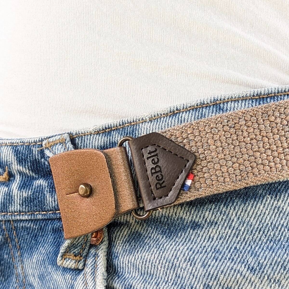clips pour ceinture sans boucle élastique libelté couleur marron brillant  7