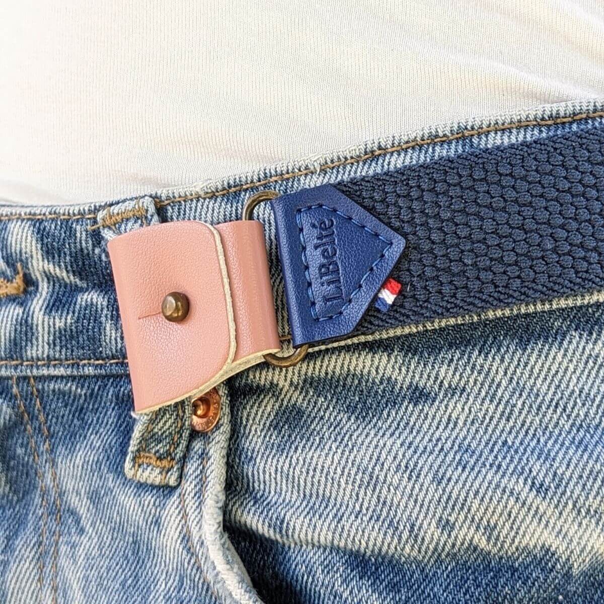 clips rose pour ceinture sans boucle élastique libelte couleur bleu
