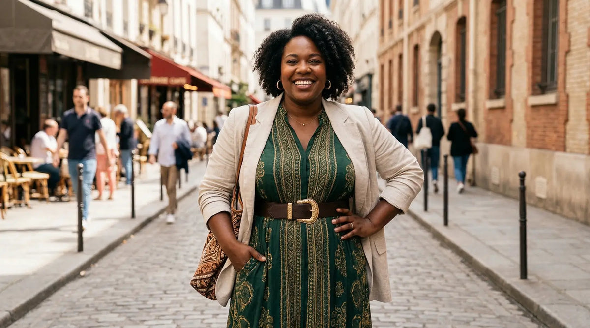 Femme ronde confiante qui porte un jean taille haute