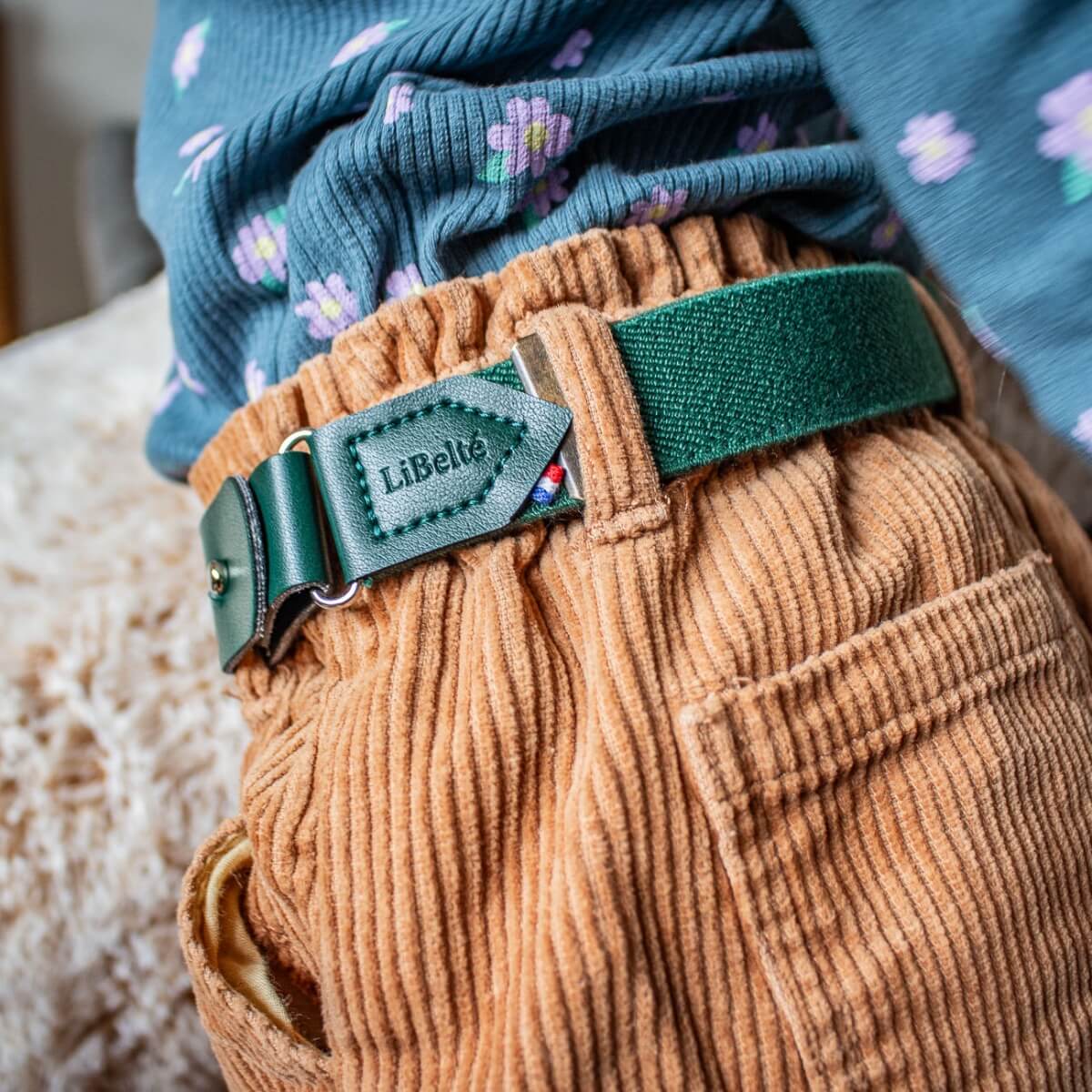 ceinture enfant réglable couleur verte zoom