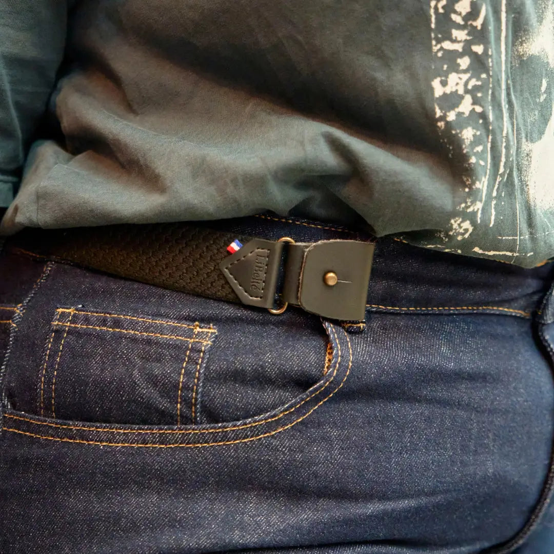 ceinture grande taille sans boucle noire  zoom