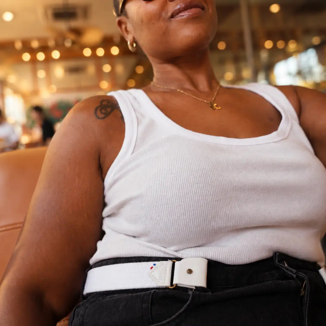 ceinture grande taille sans boucle blanche