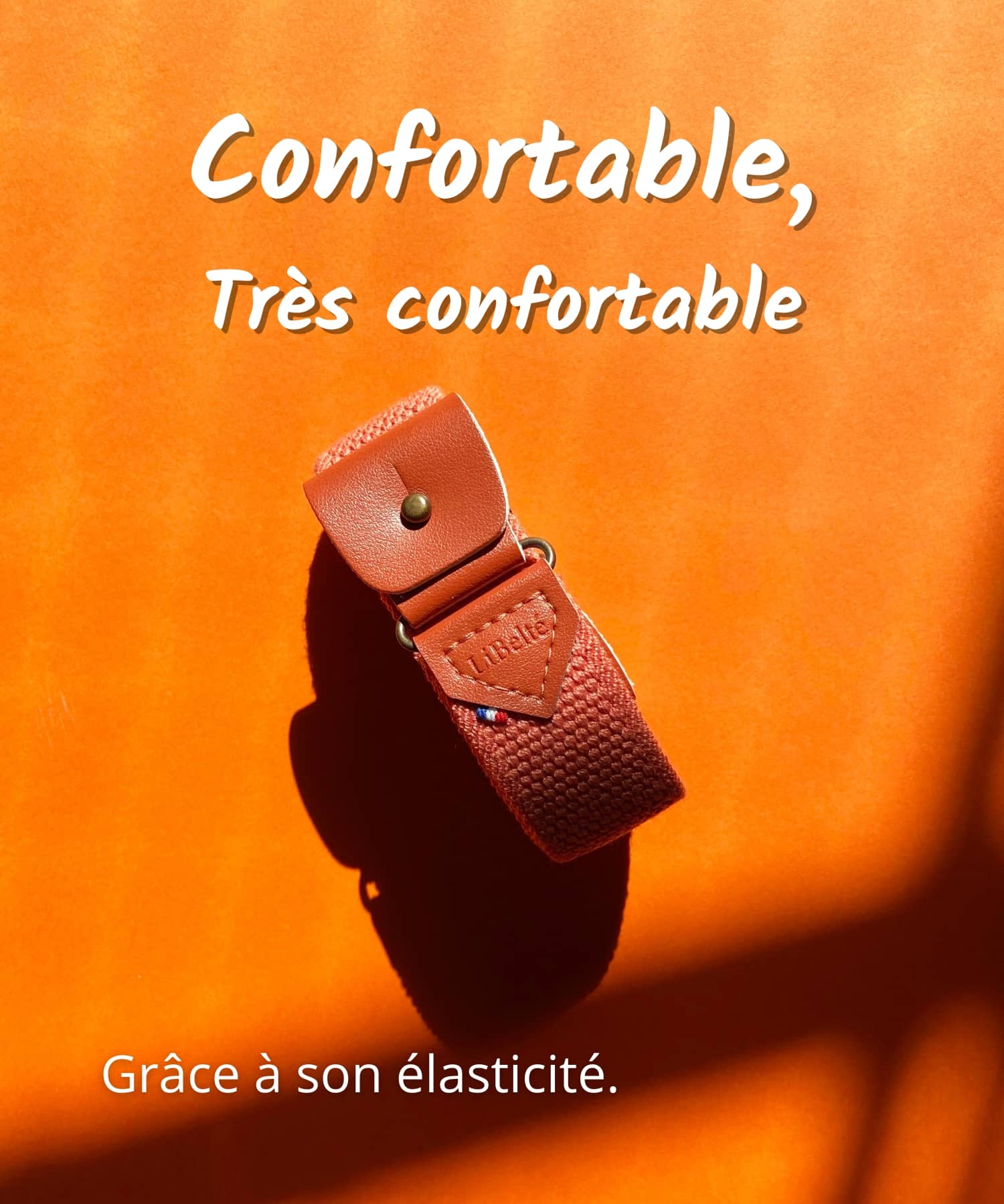 ceinture sans boucle made in france orange