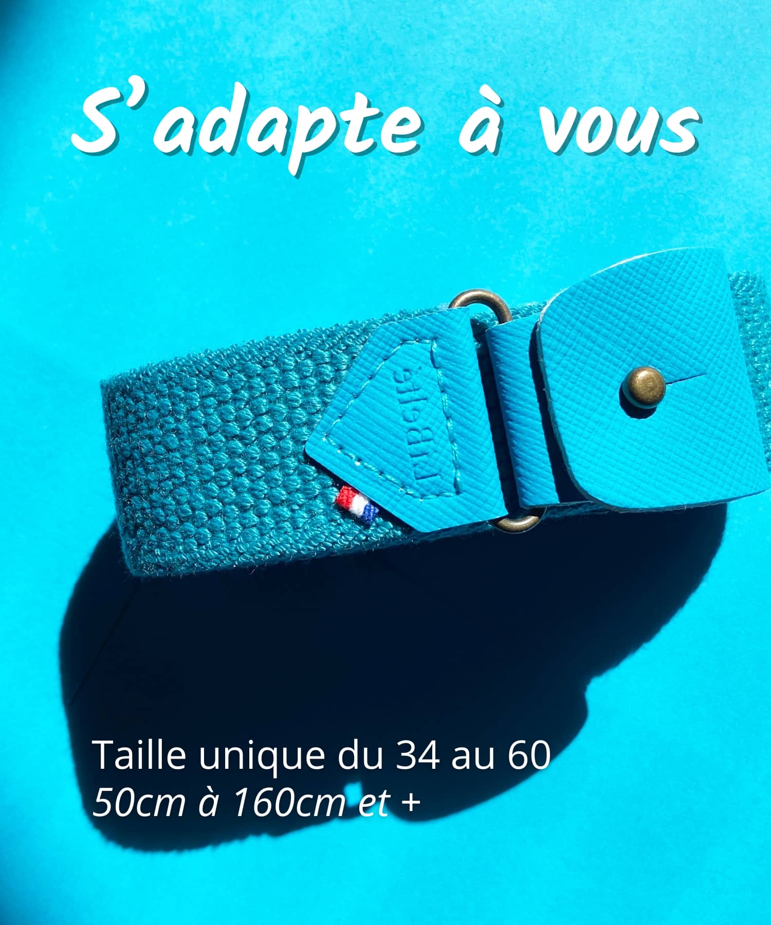 ceinture sans boucle made in france TURQUOISE