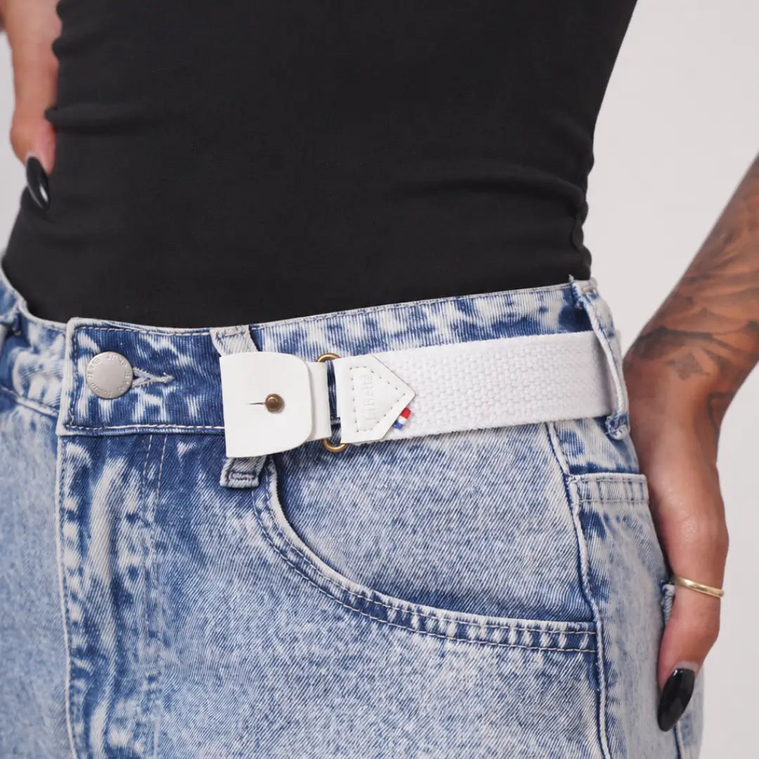 ceinture sans boucle elastique liibelte blanche 2