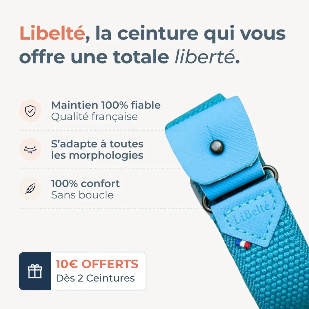 ceinture sans boucle libelte bleu turquoise