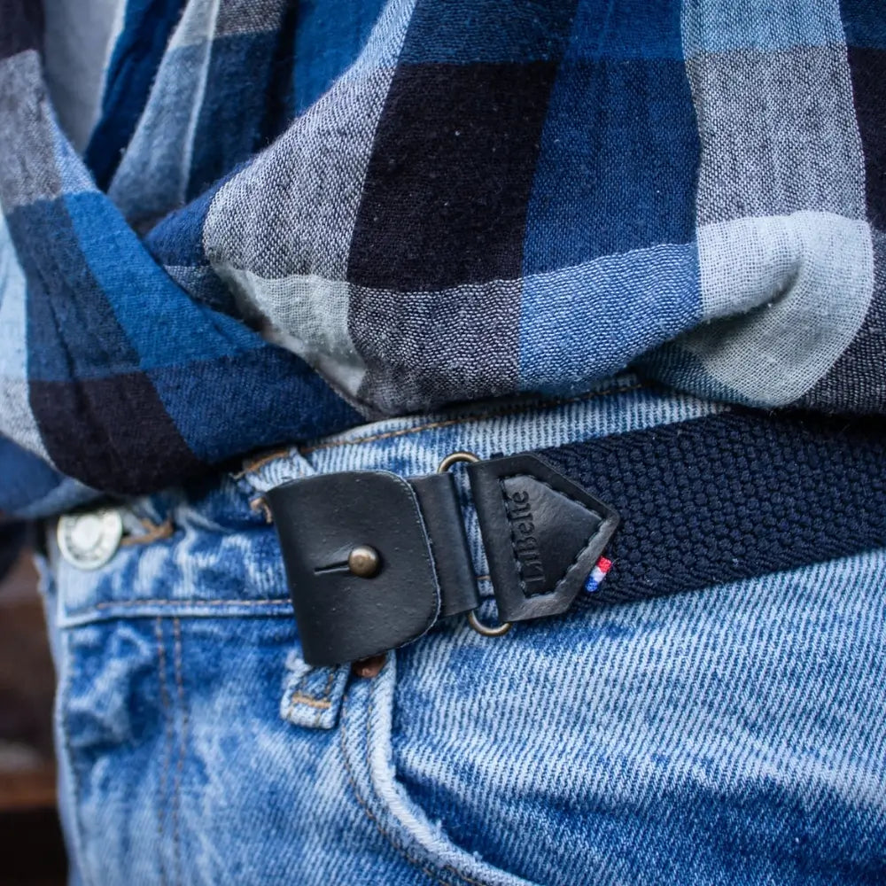 ceinture sans boucle élastique femme marine