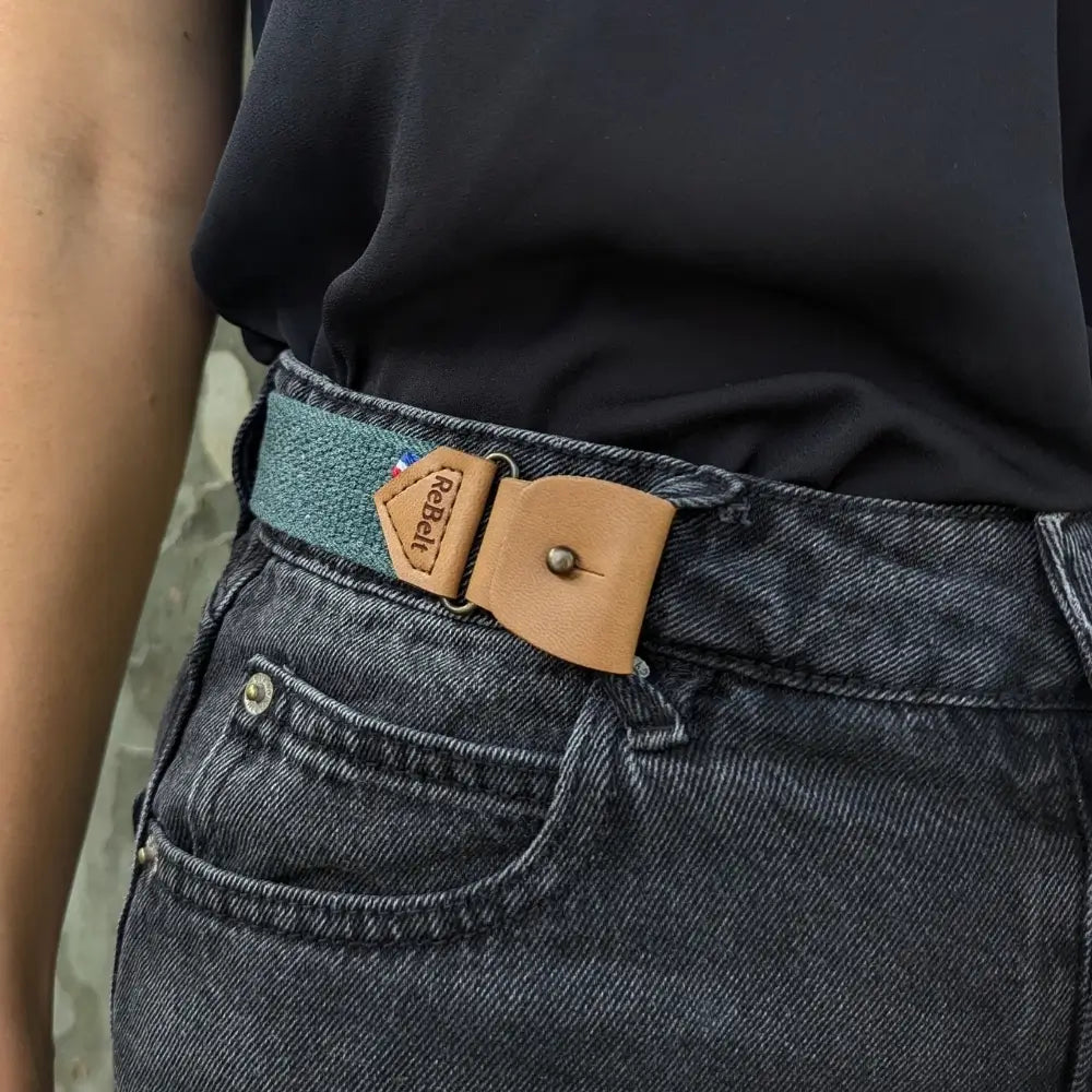 ceinture sans boucle elastique verte zoom