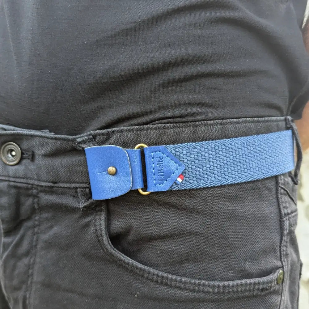 ceinture sans boucle élastique bleu roi homme zoom