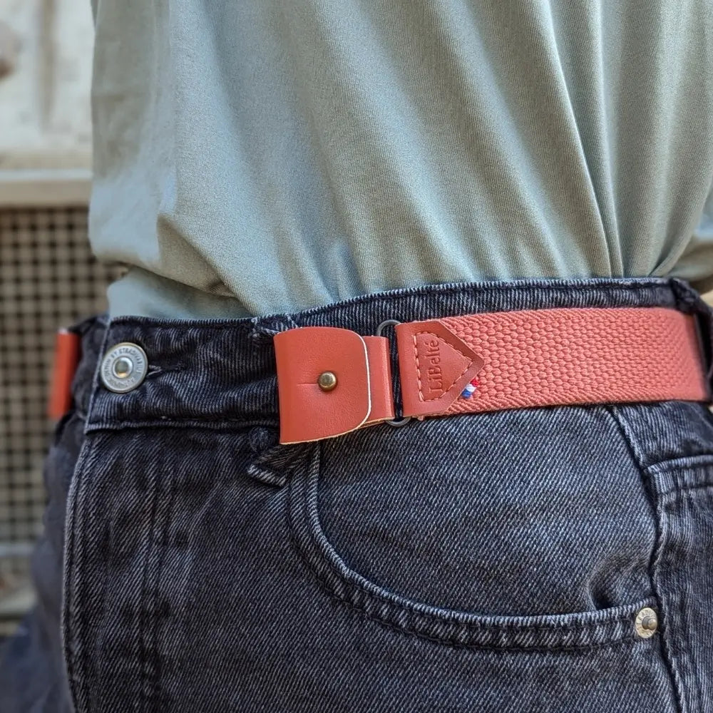 ceinture sans boucle elastique libelte couleur corail zoom
