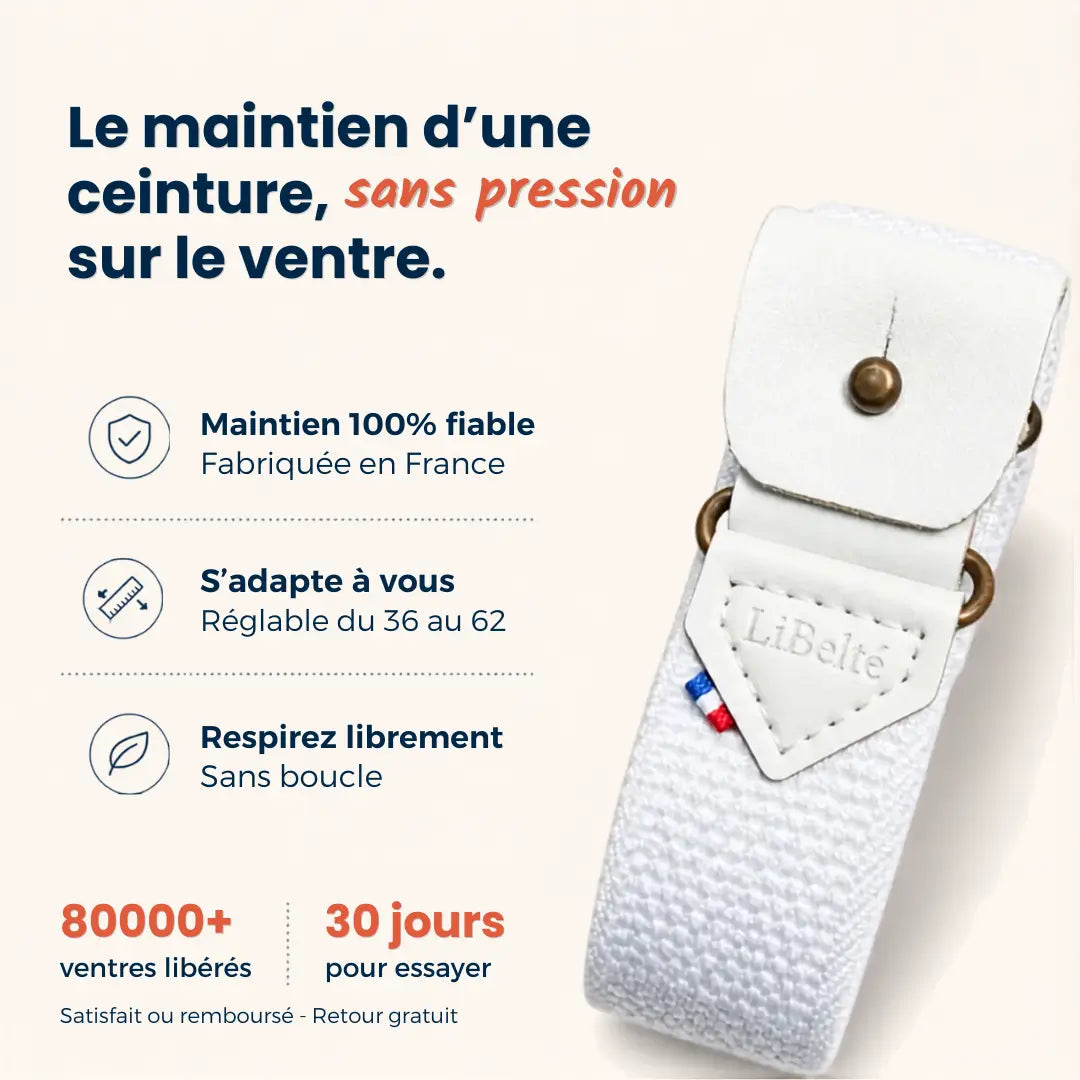 ceinture sans boucle elastique libelte couleur blanche