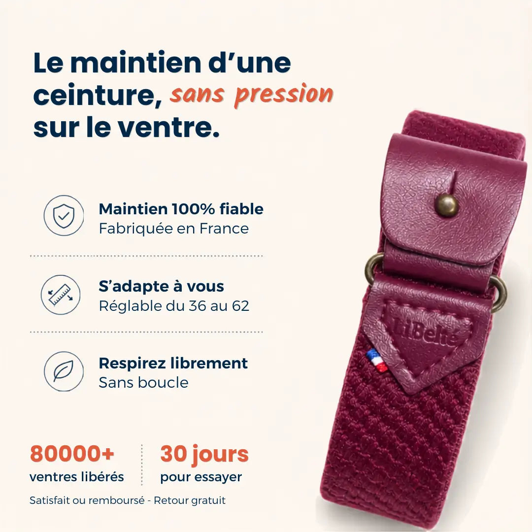 ceinture sans boucle elastique libelte couleur bordeaux