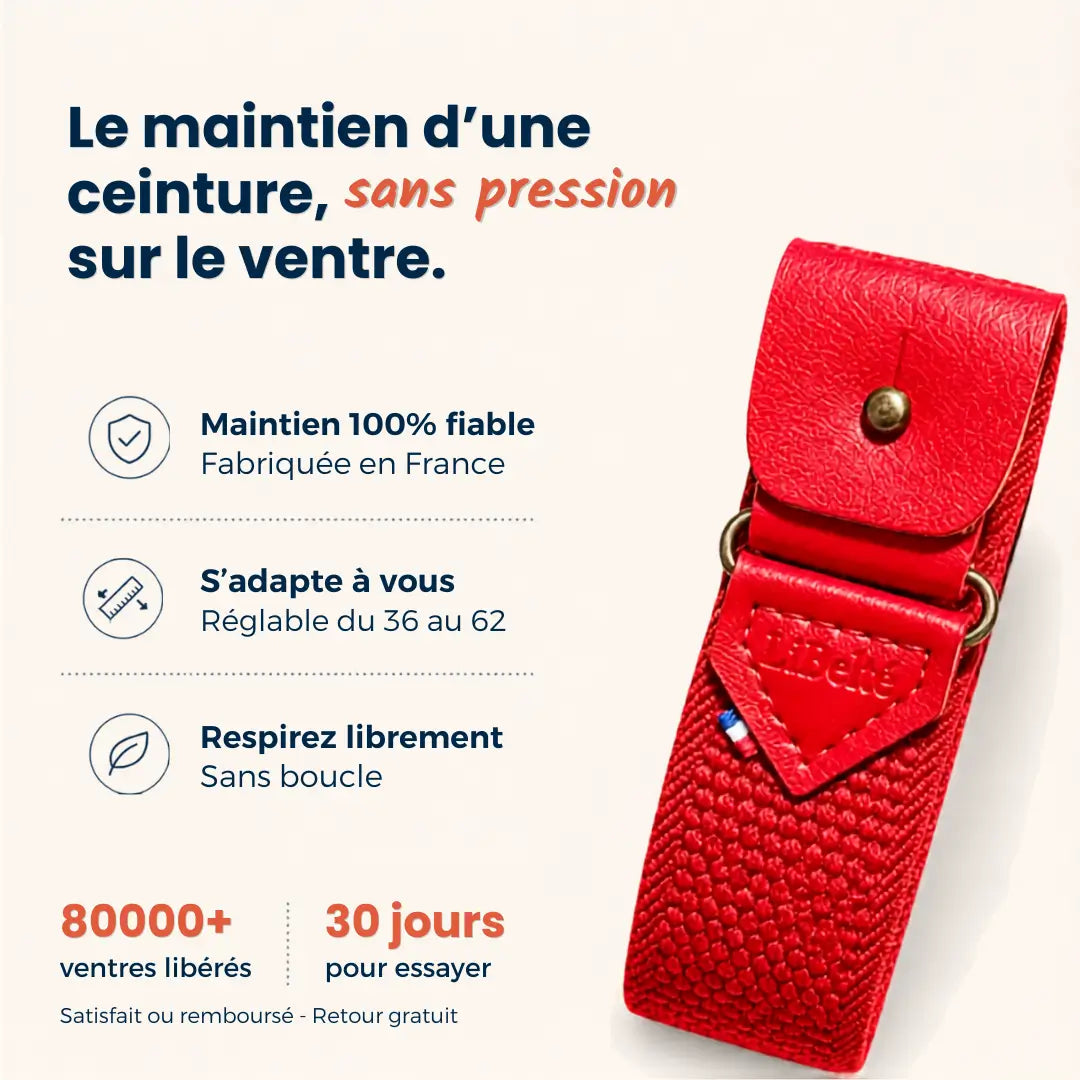ceinture sans boucle elastique libelte couleur rouge