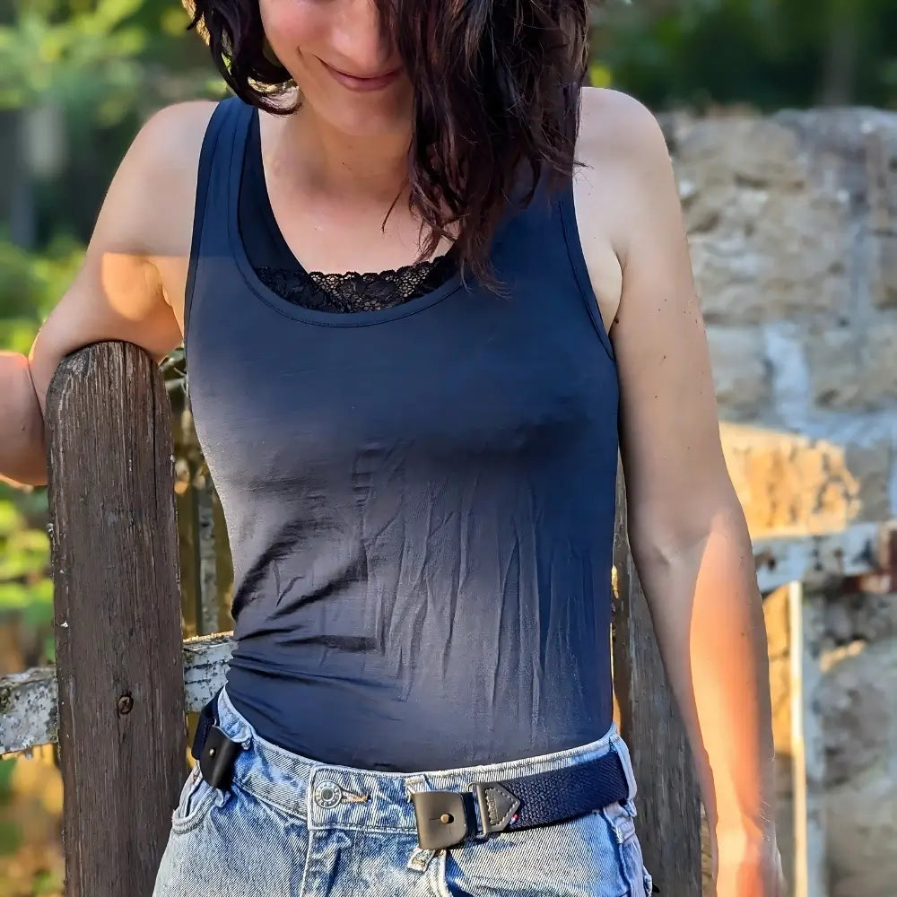 ceinture sans boucle elastique marine