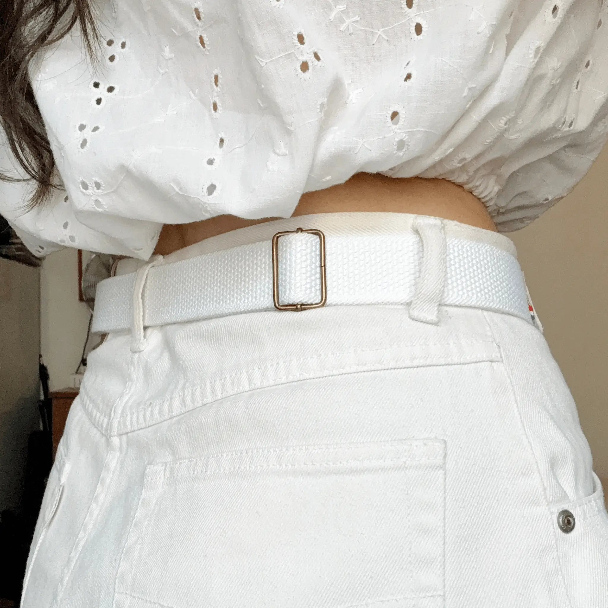 ceinture sans boucle elastique et reglable blanche reglage