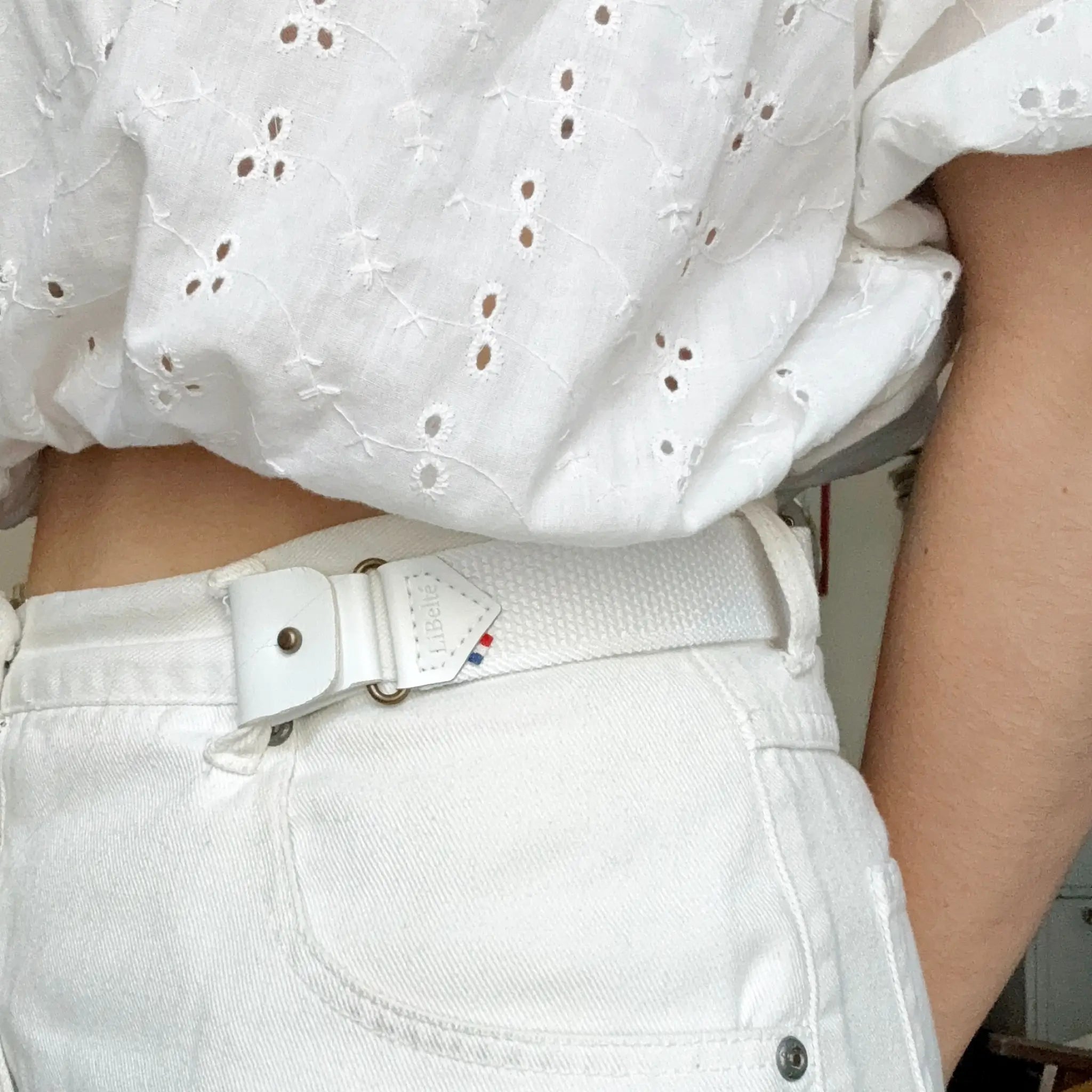 ceinture sans boucle elastique et reglable blanche zoom