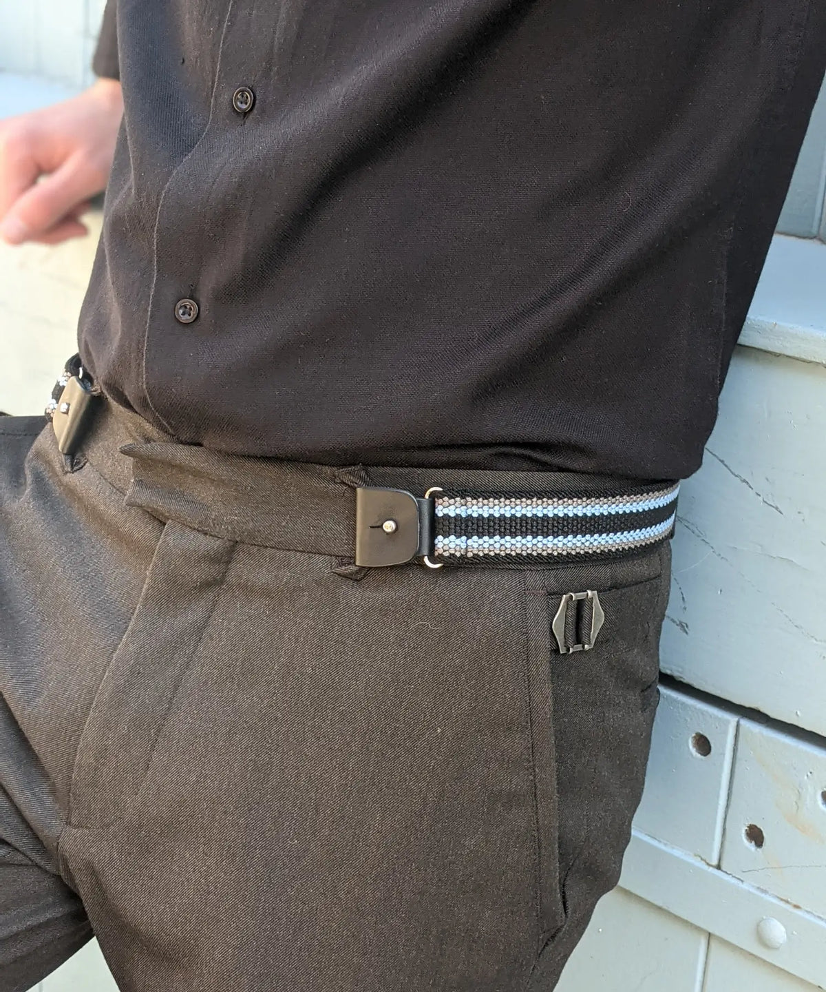 ceinture sans boucle lastique reglable homme raye noire