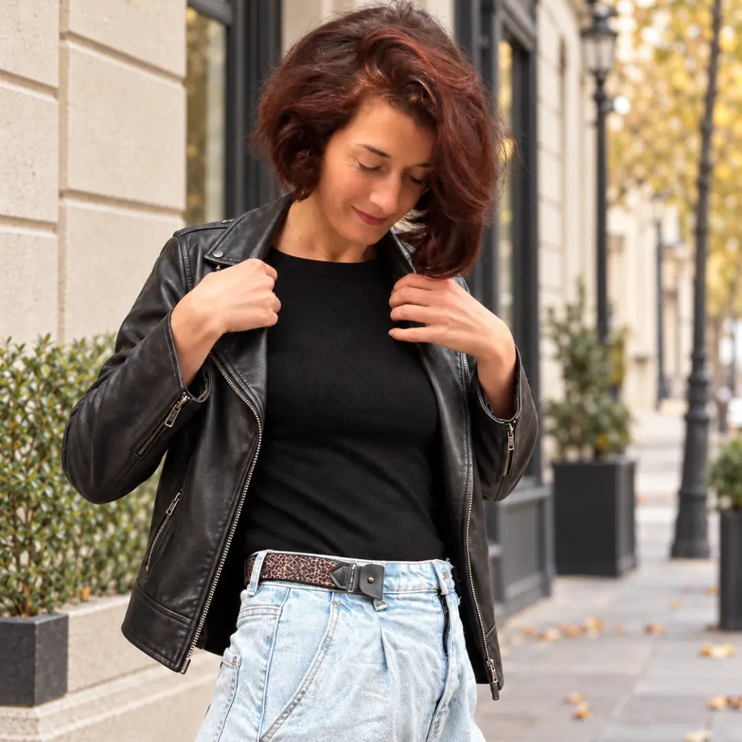 ceinture sans boucle leopard libelte