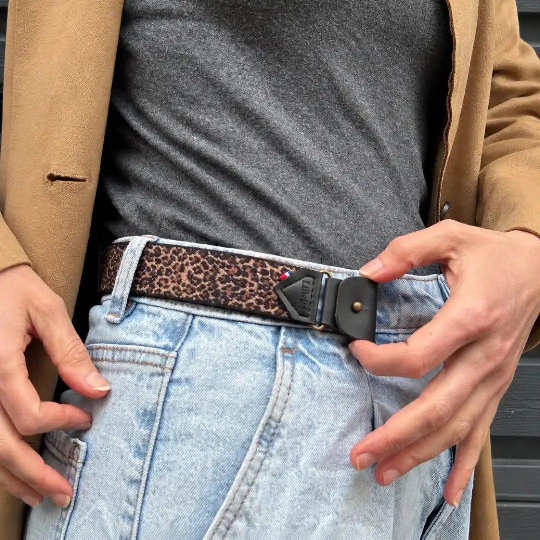 ceinture sans boucle leopard libelte