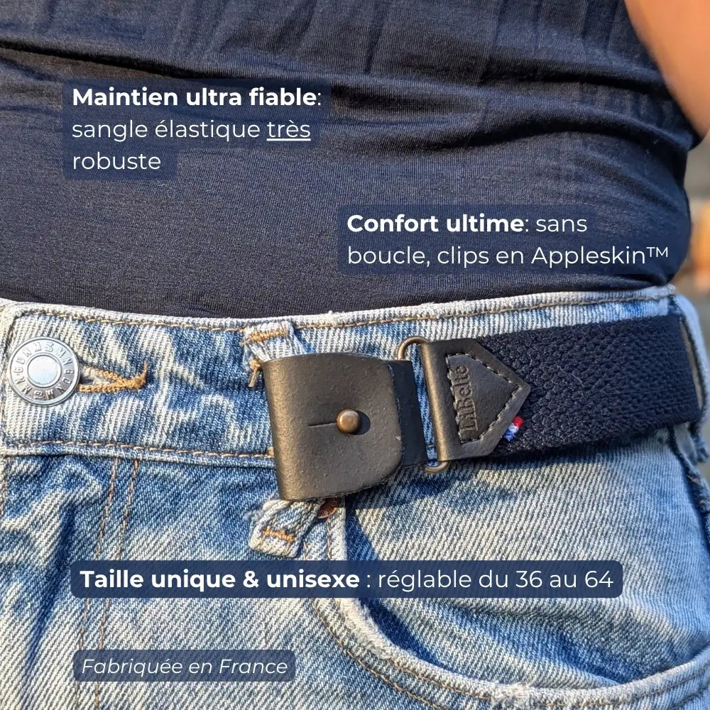 ceinture sans boucle elastique libelte couleur marine