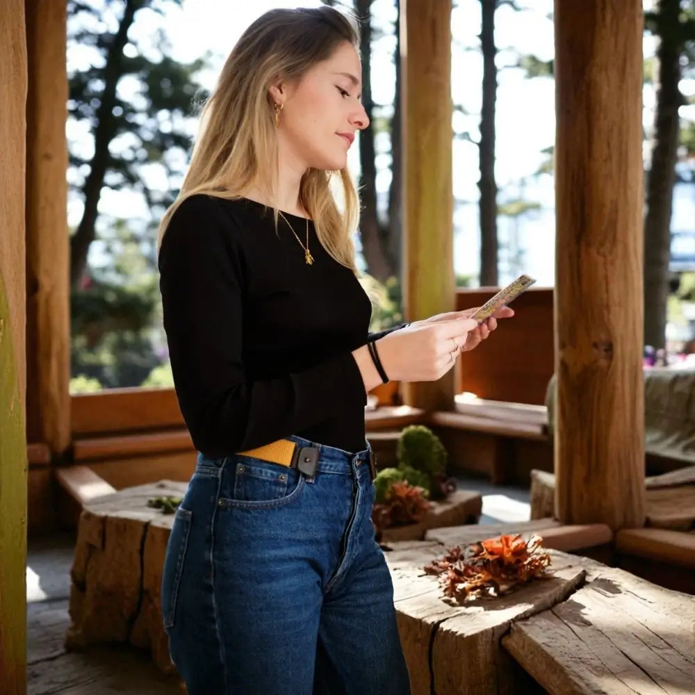 ceinture sans boucle elastique libelte moutarde