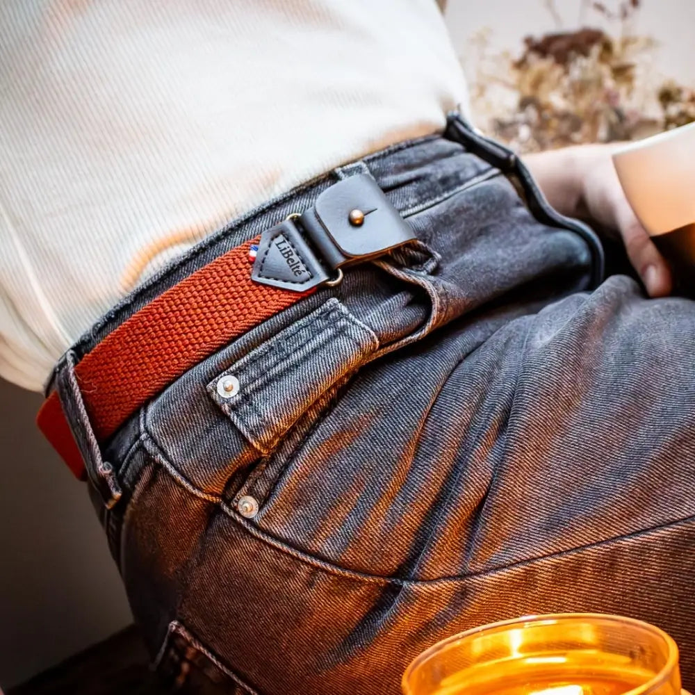 ceinture sans boucle elastique libelte couleur marron