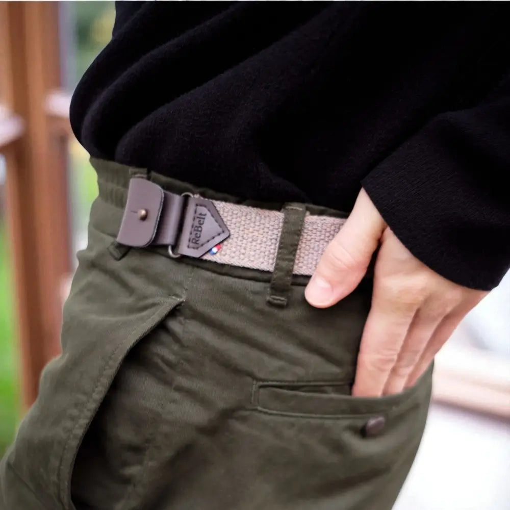 ceinture sans boucle libelte beige homme
