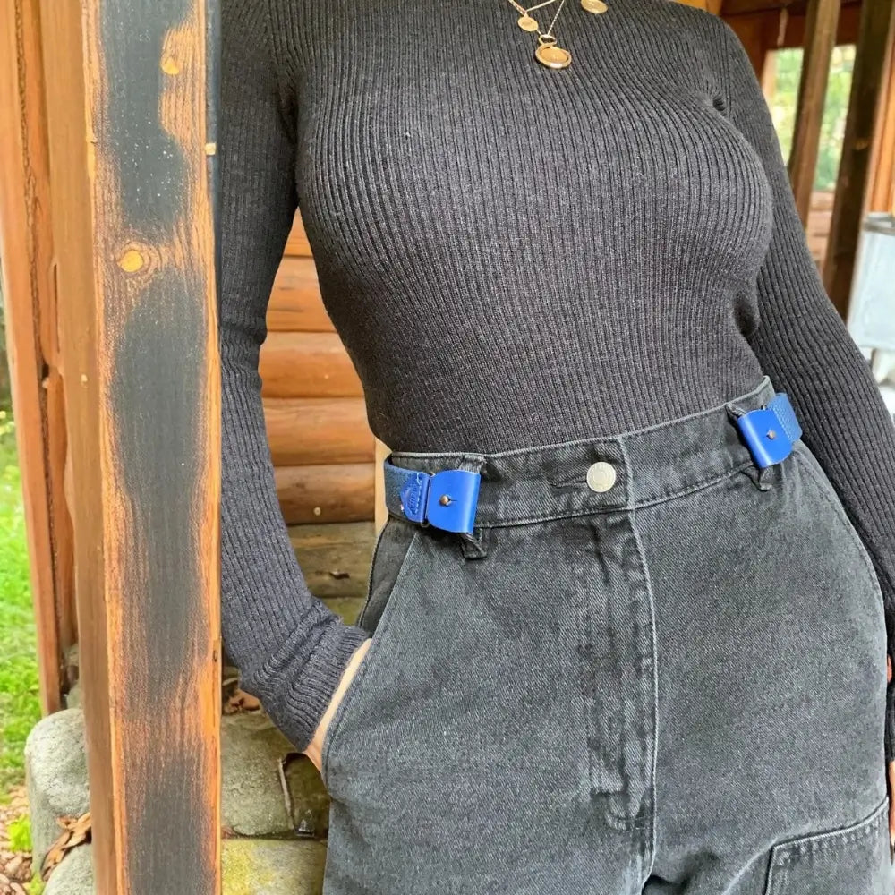 ceinture sans boucle elastique bleu roi