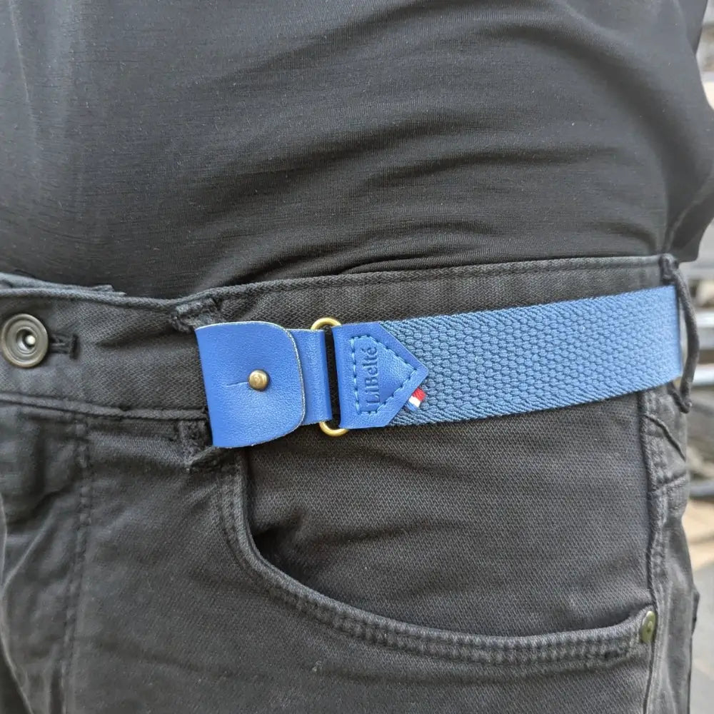 ceinture sans boucle elastique bleu roi