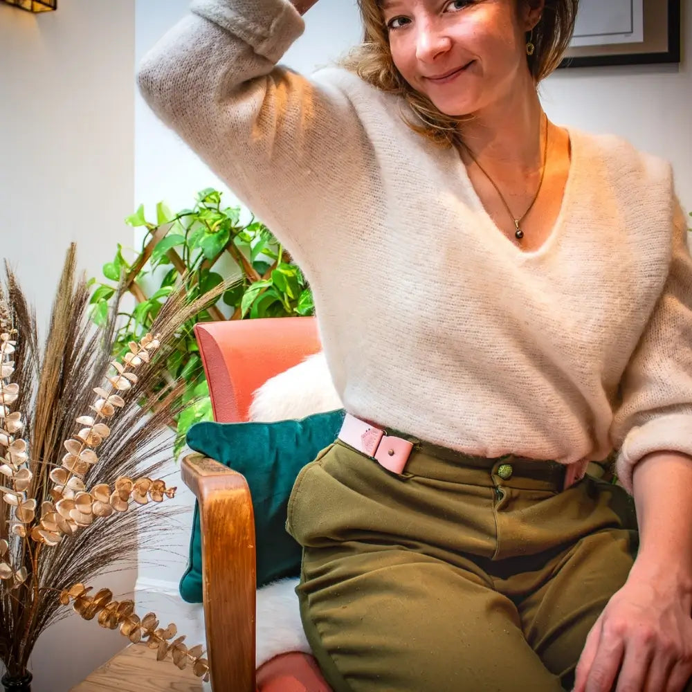 ceinture sans boucle elastique libelte rose