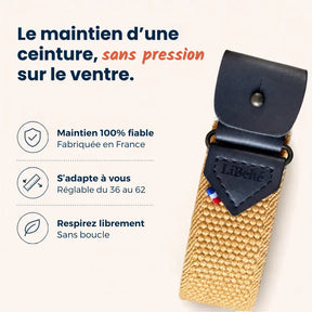 ceinture sans boucle moutarde fiche avantage