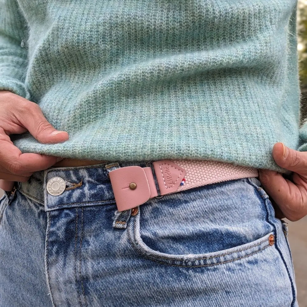 ceinture sans boucle elastique libelte rose3