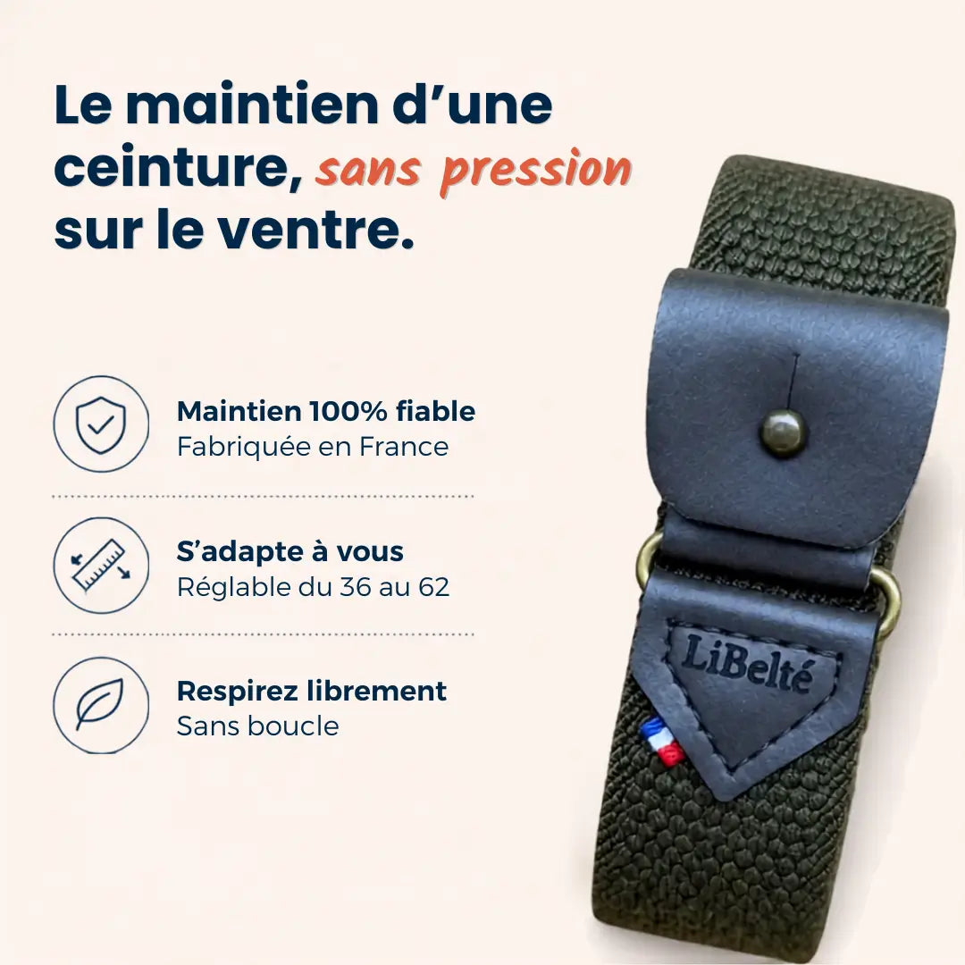 ceinture sans boucle kaki