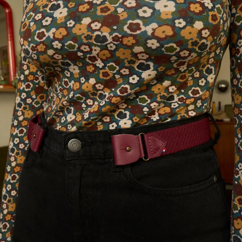 ceinture sans boucle elastique libelte couleur bordeaux zoom