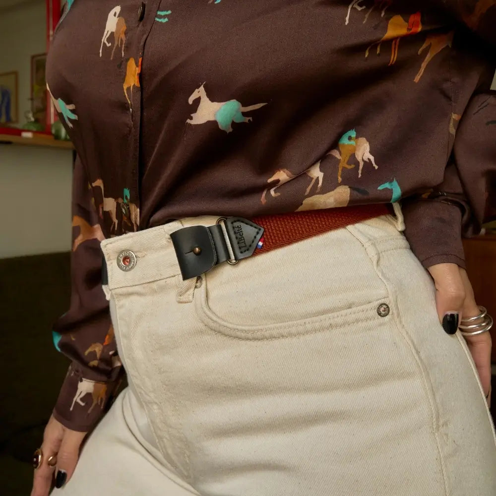 ceinture sans boucle elastique libelte couleur marron