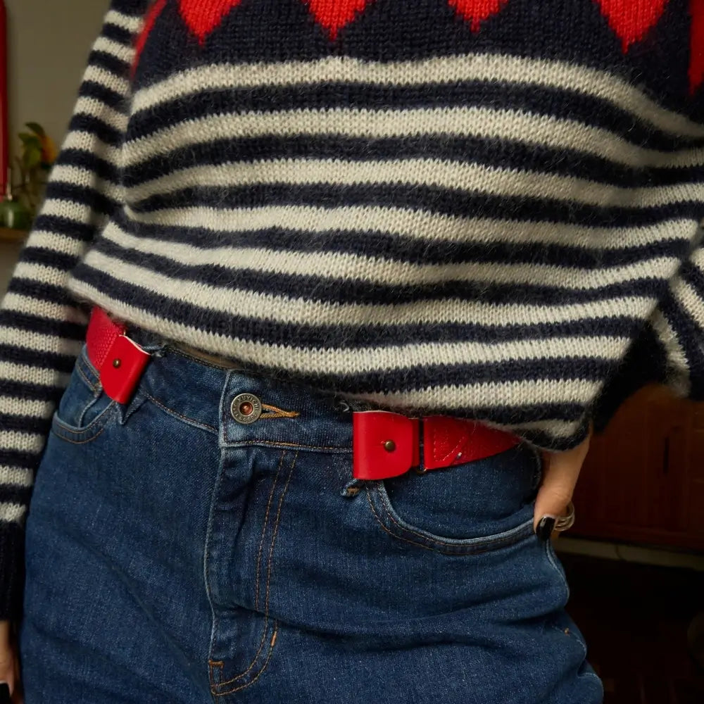 ceinture sans boucle elastique libelte couleur rouge zoom