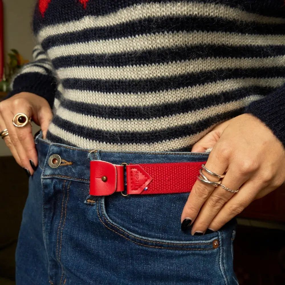 ceinture sans boucle elastique libelte couleur rouge