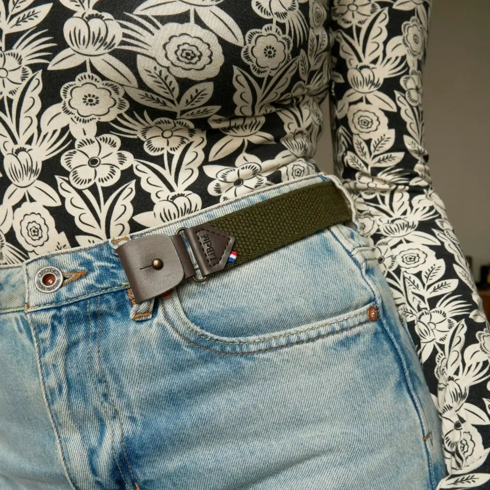 ceinture sans boucle elastique libelte couleur kaki