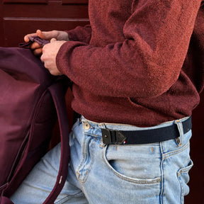 ceinture sans boucle homme marine portee