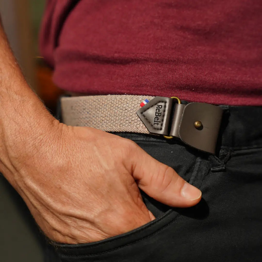 ceinture sans boucle homme beige 3